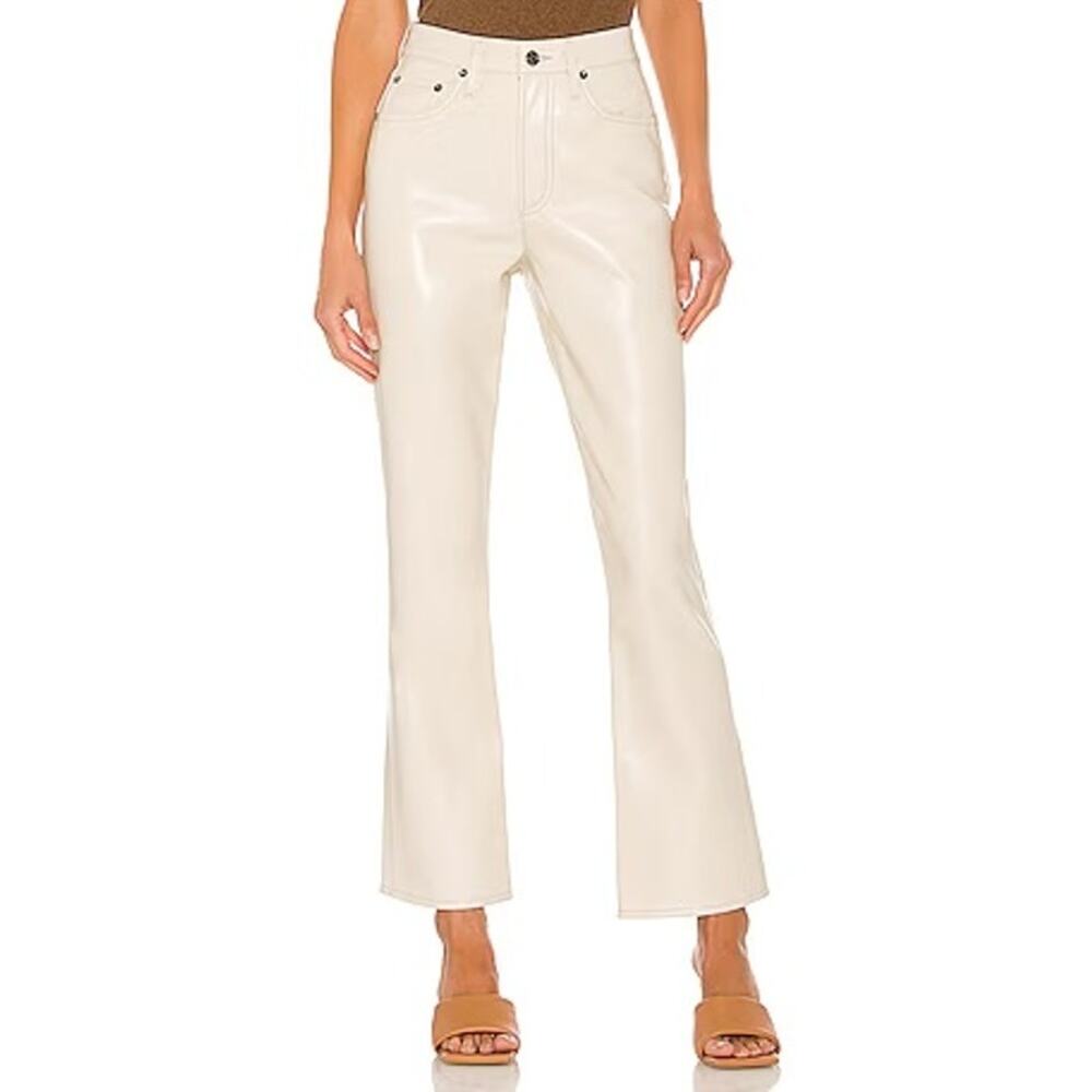 AGOLDE Boot Cut Leg Recycled Leather Pants Jeans Powder Women's Size 27 Lined